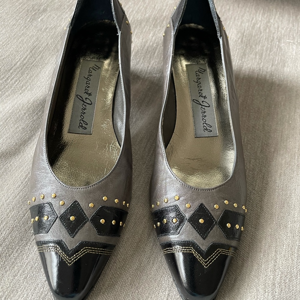 Vintage Margaret J Silver Gray Black Low Heels
